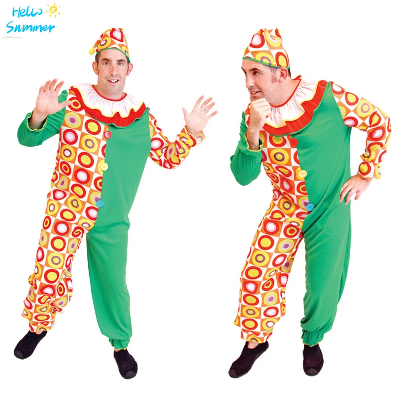 Одежда клоуна для взрослых на Хэллоуин костюмы косплея день рождения шуточные