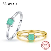 modian new 925 sterling silver fashion emerald cut tourmaline finger rings for women elegant simple paraiba silver fine jewelry