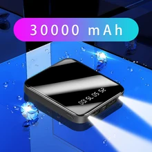 Portable Power Bank 30000mAh External Battery Pack Poverbank for Iphone Samsung Xiaomi Fast Charger Powerbank Full Mirror Screen