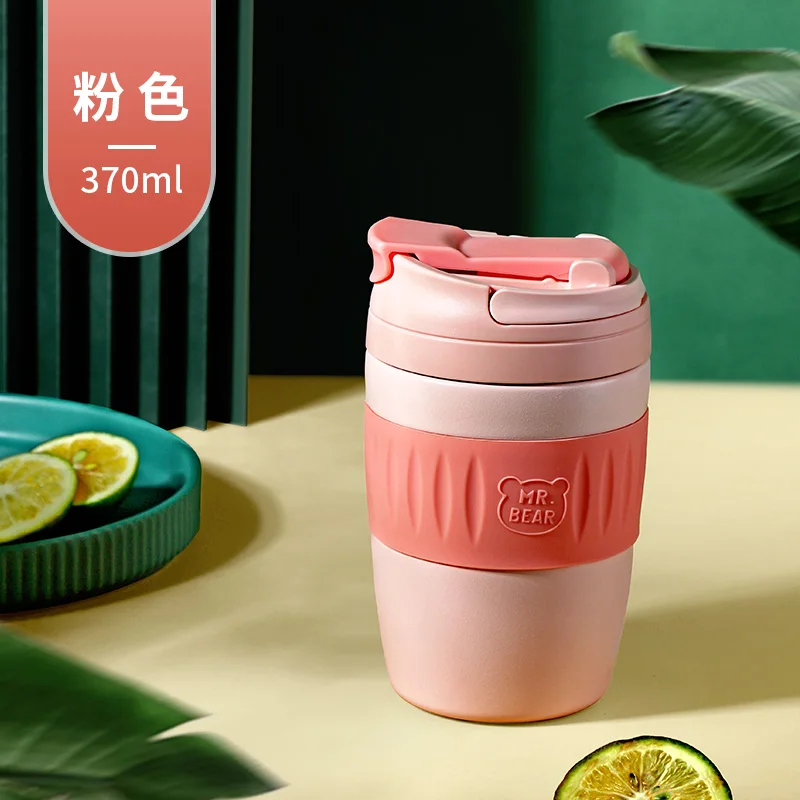 

Creative simplicity high appearance level coffee accompanying cup female 304 stainless steel thermos cup with straw student cup