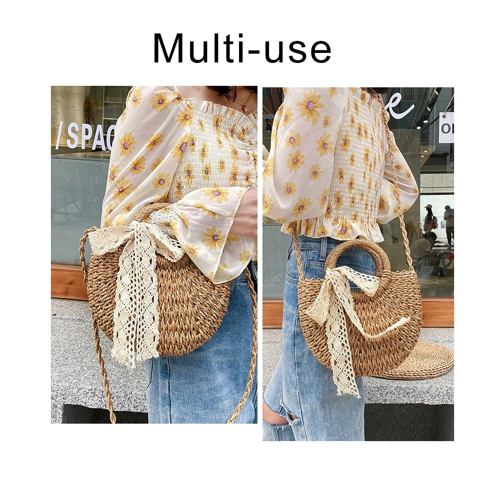 Плетеная винтажная Соломенная Сумочка для женщин ажурная сумка ручной работы в