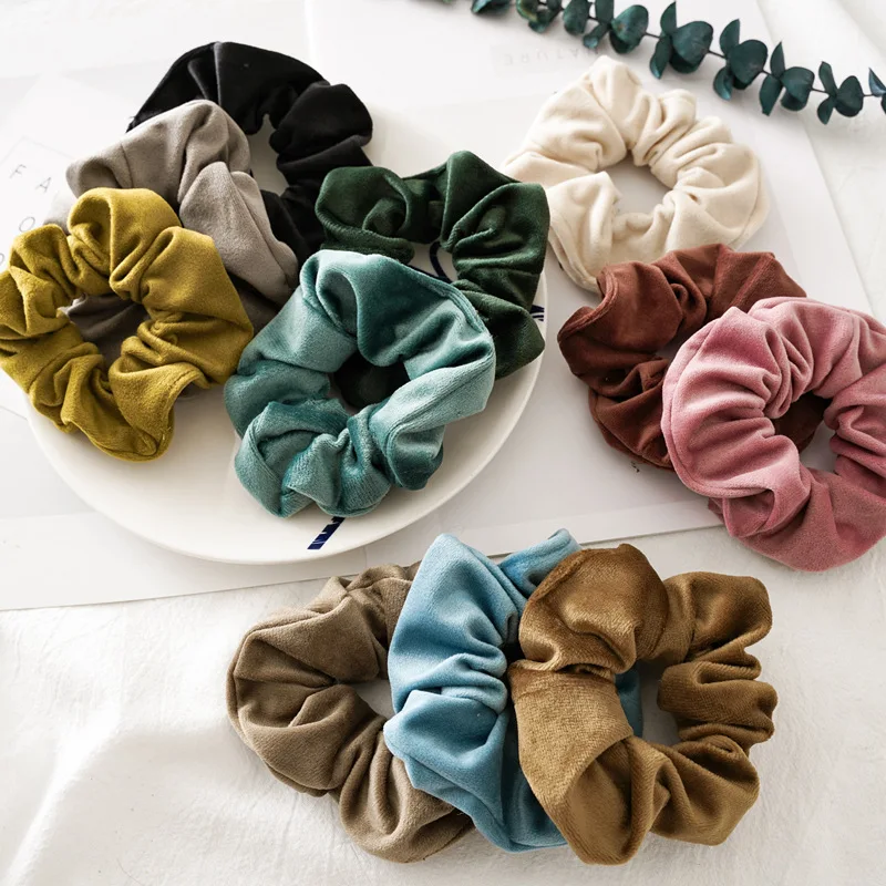 

Colorful Elastic Hair Bands Velvet Hair Scrunchies Candy Color Hair Accessories Soft Warm Hair Rope Ponytail Holder Hair Tie