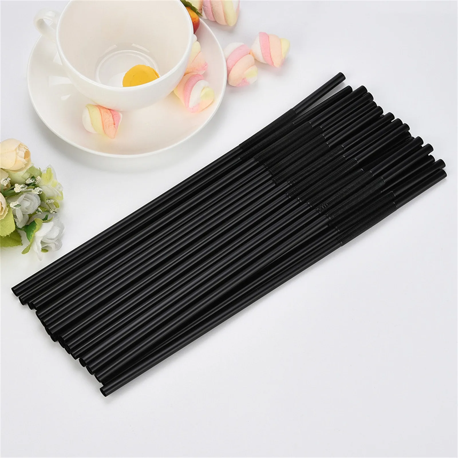 

600pcs Black Flexible Drinking Straws Wedding Party Disposable Plastic Straws Paille Plastique Somki Plastikowe