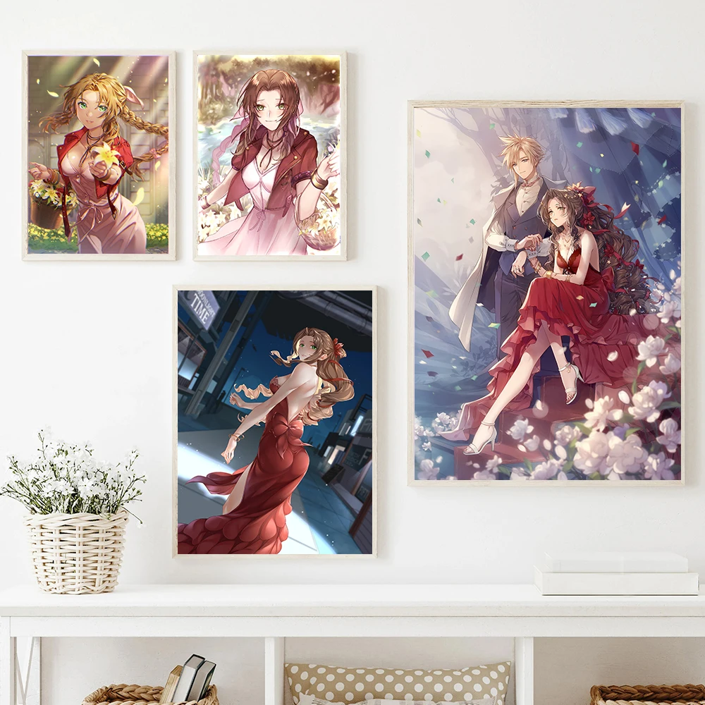 Игровой аниме-постер Aerith gainsborо Картина на холсте печать сексуальная девушка