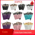 SOPOLISH 20 шт., портативный косметический инструмент с деревянной ручкой, полный набор мягких кистей для теней для век с длинной ручкой