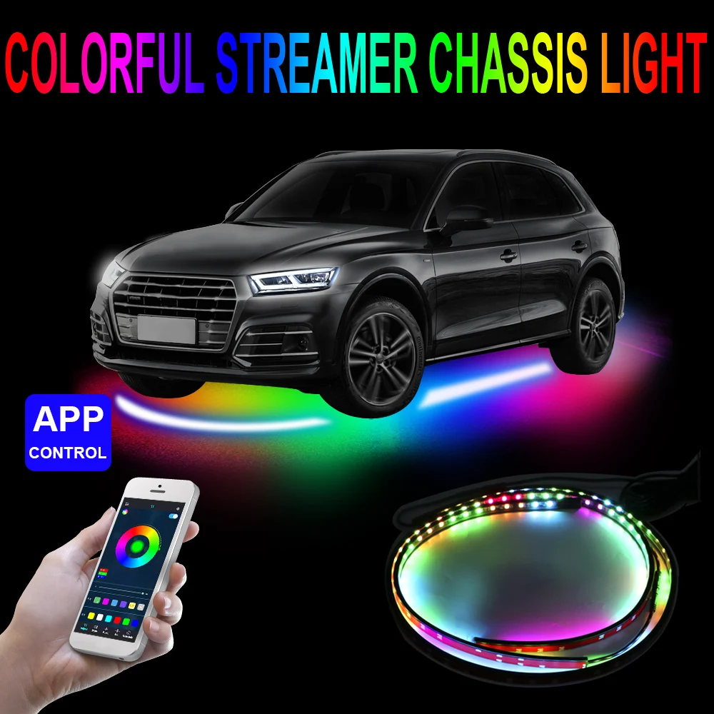 

RGB Multicolor LED Strip Car UnderglowLED Light APP Control Car Chassis Neon Atmosphere Light Flexible Flowing Waterproof