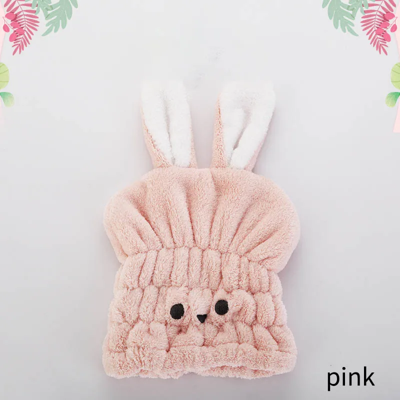 Pink Шапочка для душа с героями мультфильмов тюрбан для волос гигроскопичность и воздухопроницаемость микрофибра тюрбан для волос обернутое полотенце шапка полотенце сухая шапка для волос - Цвет: Pink