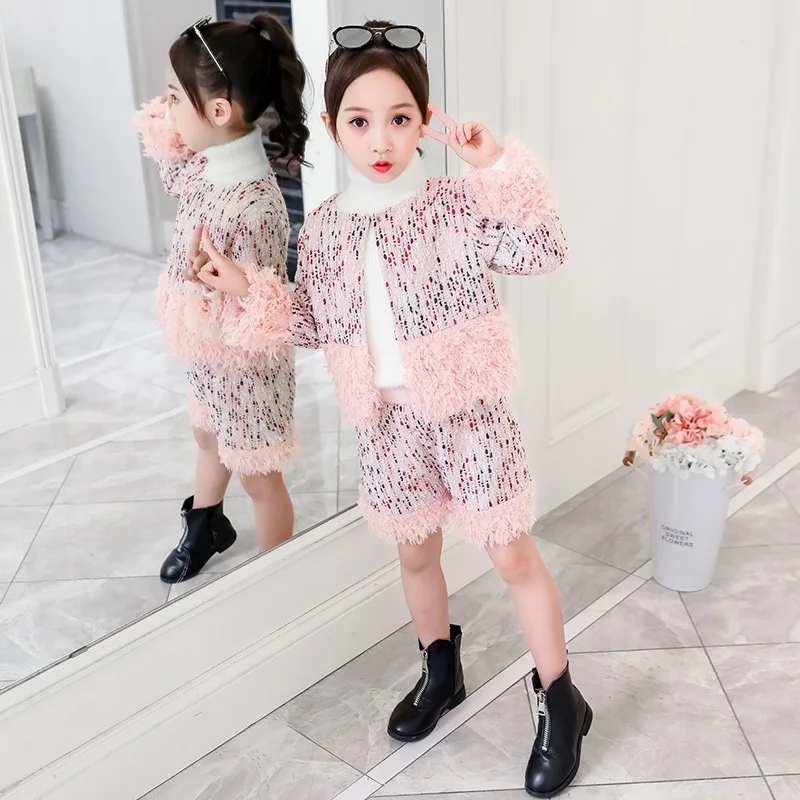 Одежда для девочек комплекты осенне-зимней одежды пальто + штаны комплект из 2