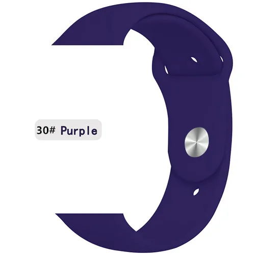 purple 30 Спортивный ремешок для apple watch band 44 мм 40 мм correa iwatch band 42 мм 38 мм силиконовый браслет apple watch 5 4 3 2 1 Аксессуары - Цвет ремешка: purple 30