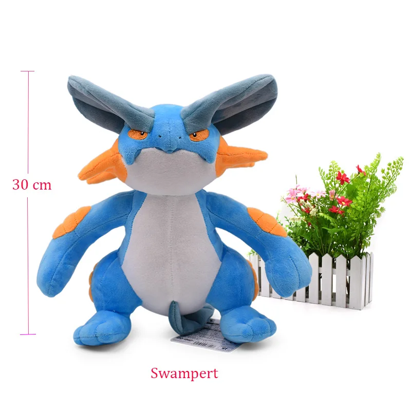 Swampert Аниме Кукла Пикачу тортерра Snorlax Zeraora Rayquaza Charizard Bagon Lucario мультфильм чучела Peluche плюшевые игрушки Рождественский подарок - Цвет: Swampert
