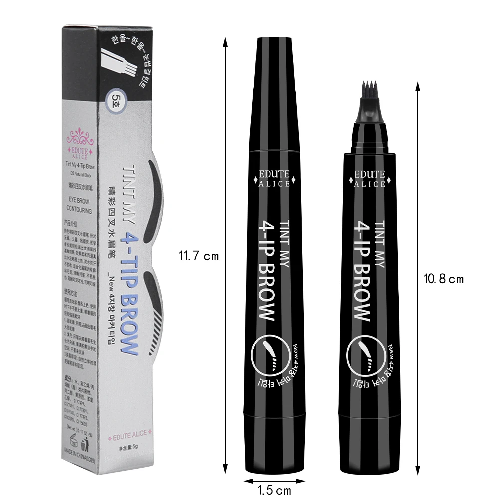5 цветов натуральный черный жидкий карандаш для бровей Водонепроницаемый 4 вилки