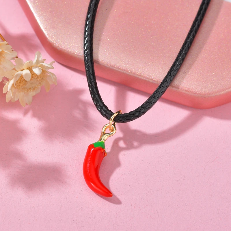 Ожерелье с перчиком подвеской в виде милого Красного растения индивидуальный
