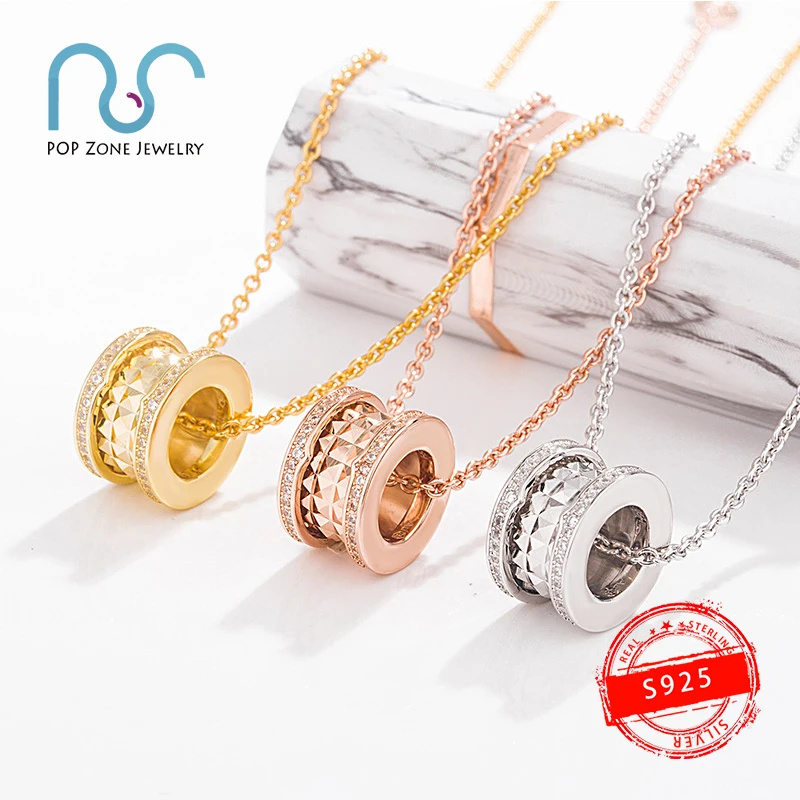

S925 Sterling Silver Zero Rock Necklace Brand Luxury Spiral Shape Double Side Parquet Necklace Original For Men Women With Logo