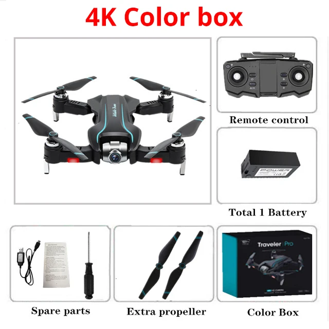 4K Gift Box Складной Дрон S17 50 раз зум ESC двойная камера HD wifi FPV оптический поток RC Квадрокоптер вертолет камера 4K Дрон VS SG901 SG106 - Цвет: 4K Gift Box