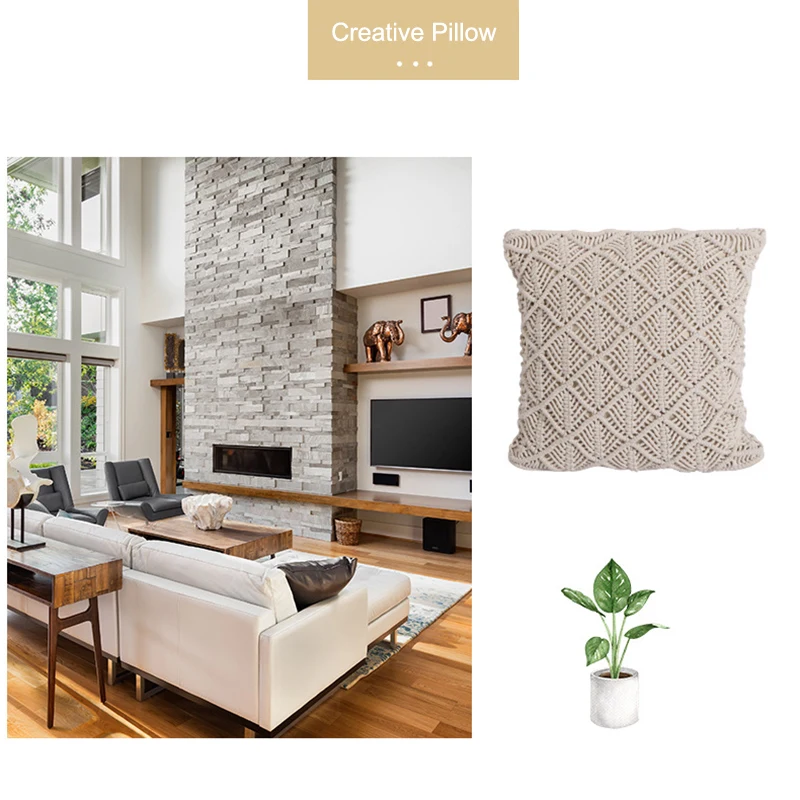 

Braided Tassel Cushion Cover Weaving Craft Cushion Cover Living Room Bedroom Sofa Decoration TB Sale