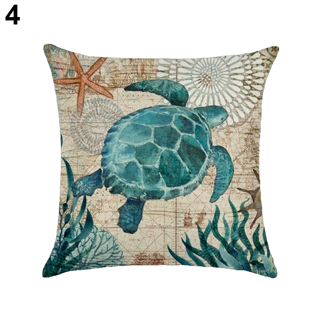 18 дюймов Винтаж Sea Shell КИТ черепаха Подушка Чехол Диван-Кровать для подушки | Дом и