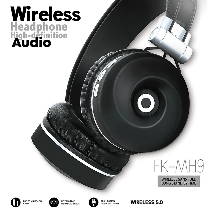 EK-MH9 гарнитура Bluetooth 5 0 Беспроводной складной сабвуфер карты драйвером спортивные
