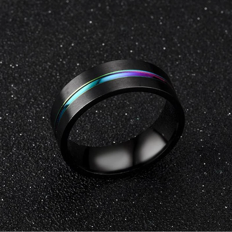 Модное мужское черное кольцо из нержавеющей стали элегантные цветные кольца с