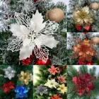10 шт. Рождественская большая пуансета, блестящая елка, цветок, подвесная вечерние, Рождественский Декор, подарок AC889