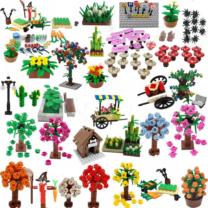 

MOC City Garden Tree Flower Flowerbed Plant Set Building Blocks Educational Toys Child's Gift City Friend Model Accessorie Toy
