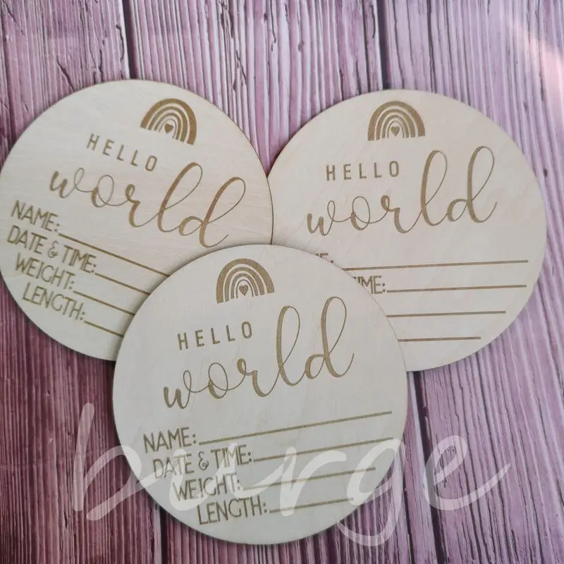 

20pcs hello world birth announcements baby wooden milestone cards wood sign Letter Board shower gift Nursery Decor