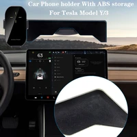 for tesla model y3 car phone holder wireless charging multifunction with abs storage 1set