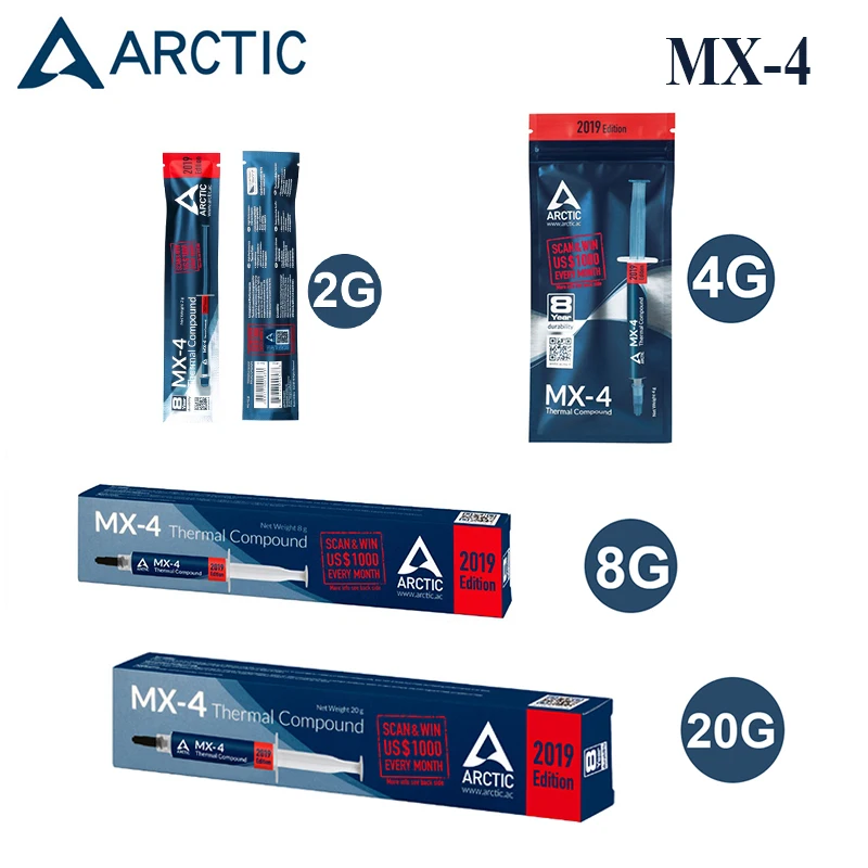 Термопаста ARCTIC MX-4, паста охлаждающая для AMD Intel процессор процессорный кулер, VGA составной радиатор, 2 г, 4 г, 8 г, 20 г - изображение