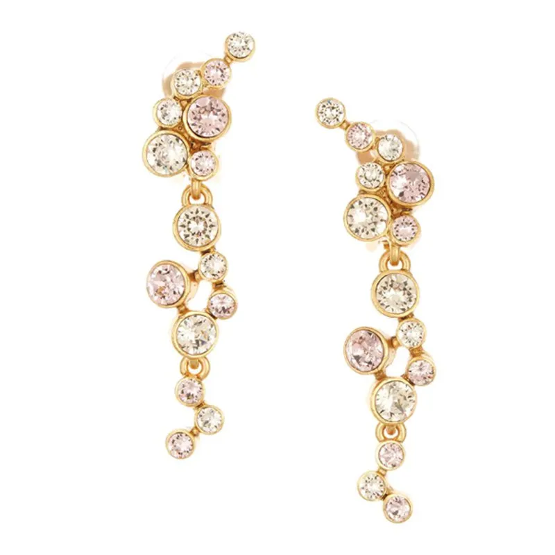 

Long Crystal Cluster Non Pierced Clip On Earrings