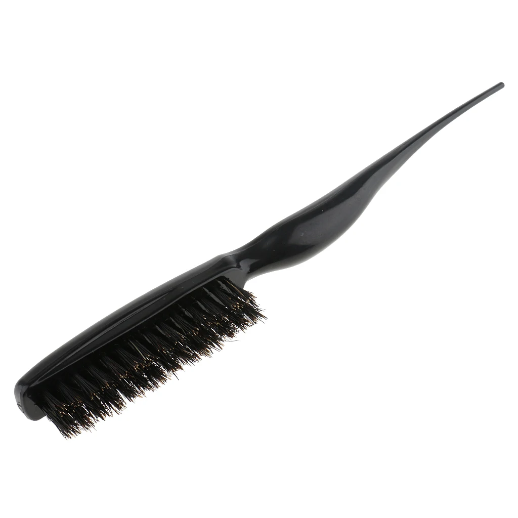 

Salon Comb Hair Teasing Brush Plastic Handle 3 Rows Back Comb Natural Boar Bristle