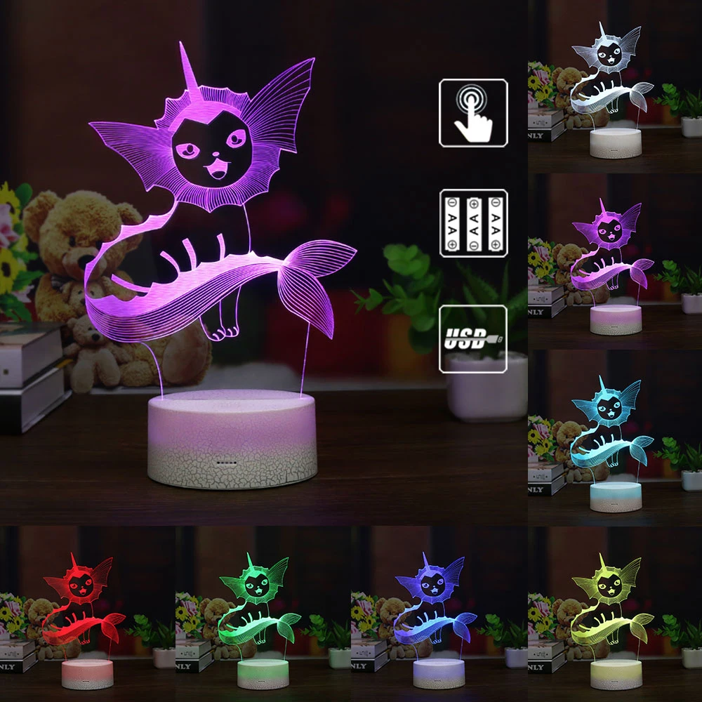 Покемон игра Mew 3D лампа Umbreon светодиодный декоративный ночник многоцветный RGB Декор для спальни Дети Рождественский подарок игрушки