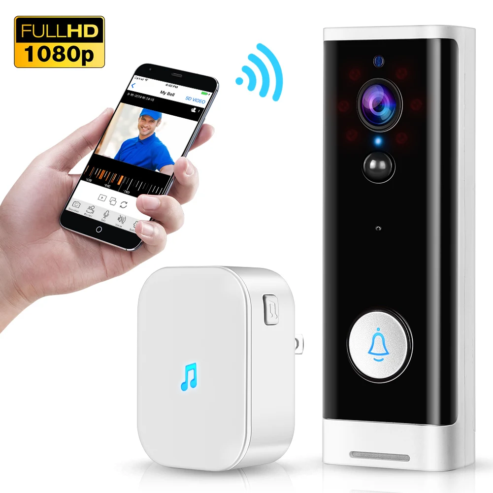 Wi Fi видео дверной звонок 1080P Беспроводной Смарт Секьюрити Камера 2 way Talk пассивный