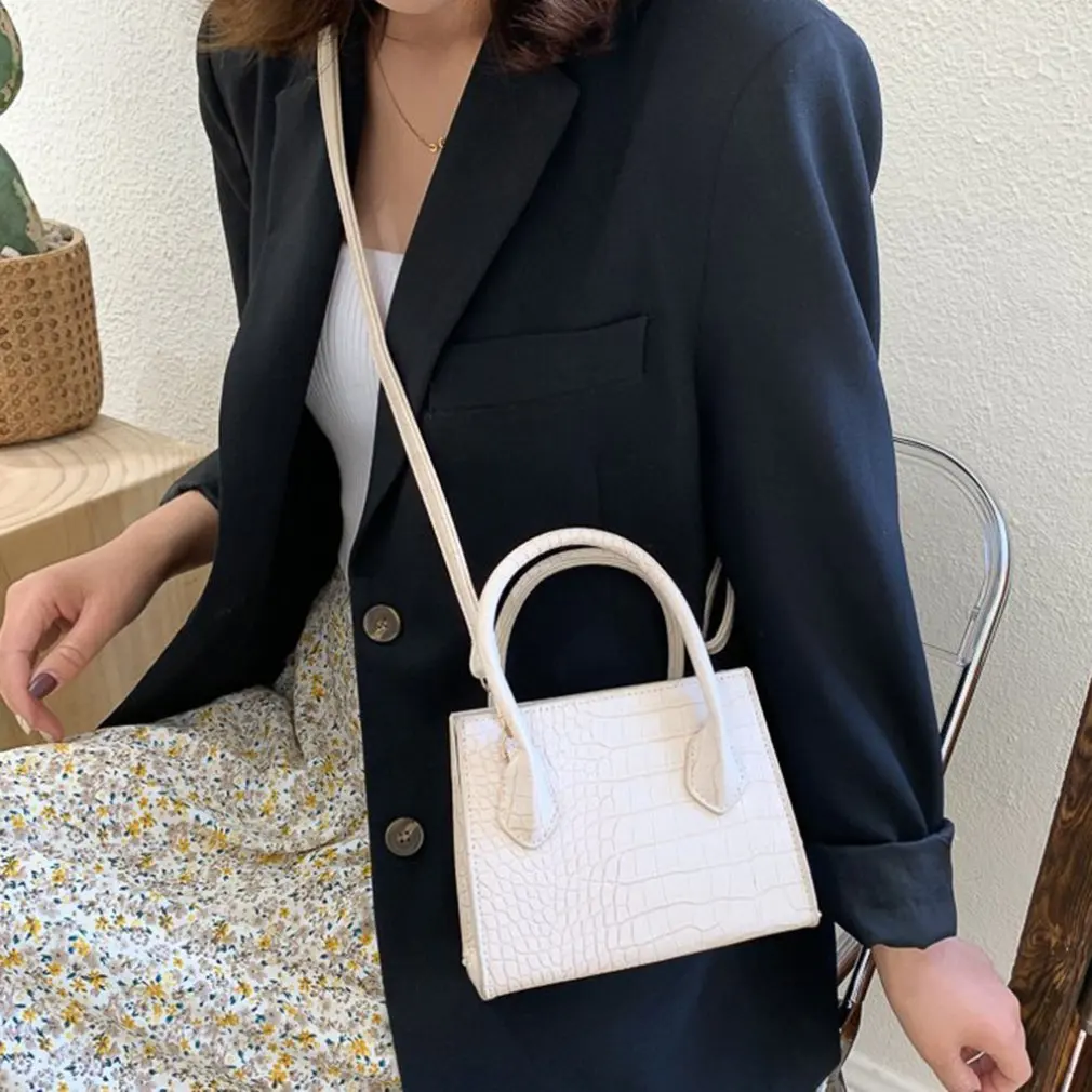 

Small Women's Tote Bag Fashion Korean Sling Bag Retro Fashion Shoulder Bag Alligator Pattern Girls Handbag