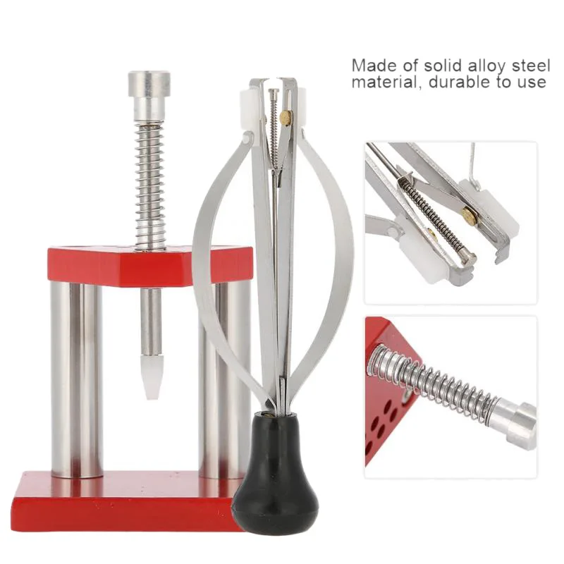 

Red Watch Tool Hand Plunger Puller Remover Hand Set Fitter Solid Alloy Steel Watch Repair Tool Kit With 10 Plastic Dies