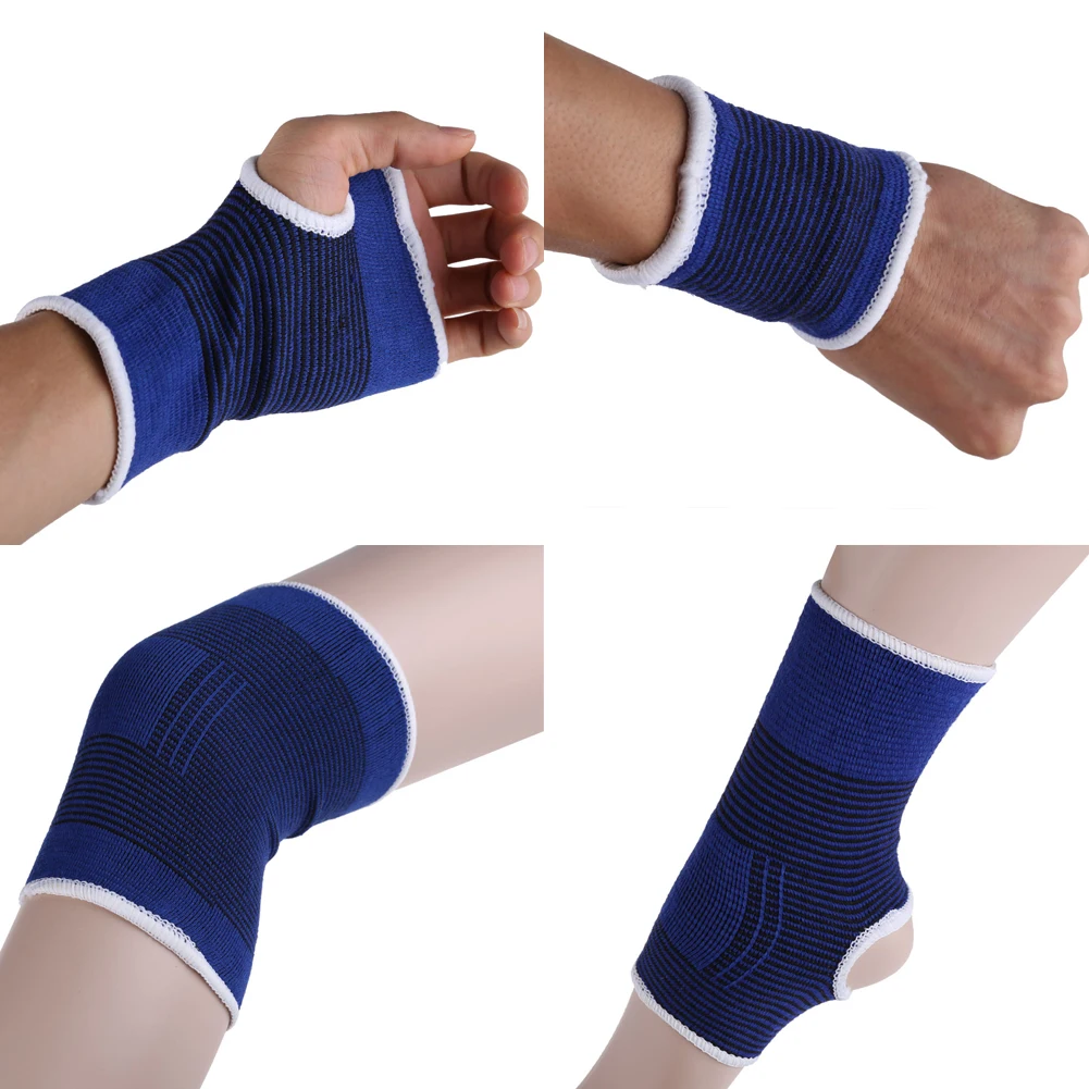 

Wrist Hand Support Glove+Elastic Ankle Brace Support Band+Elasticated Knee Supports+Sport Sweatbands Wrist Sweat Bands