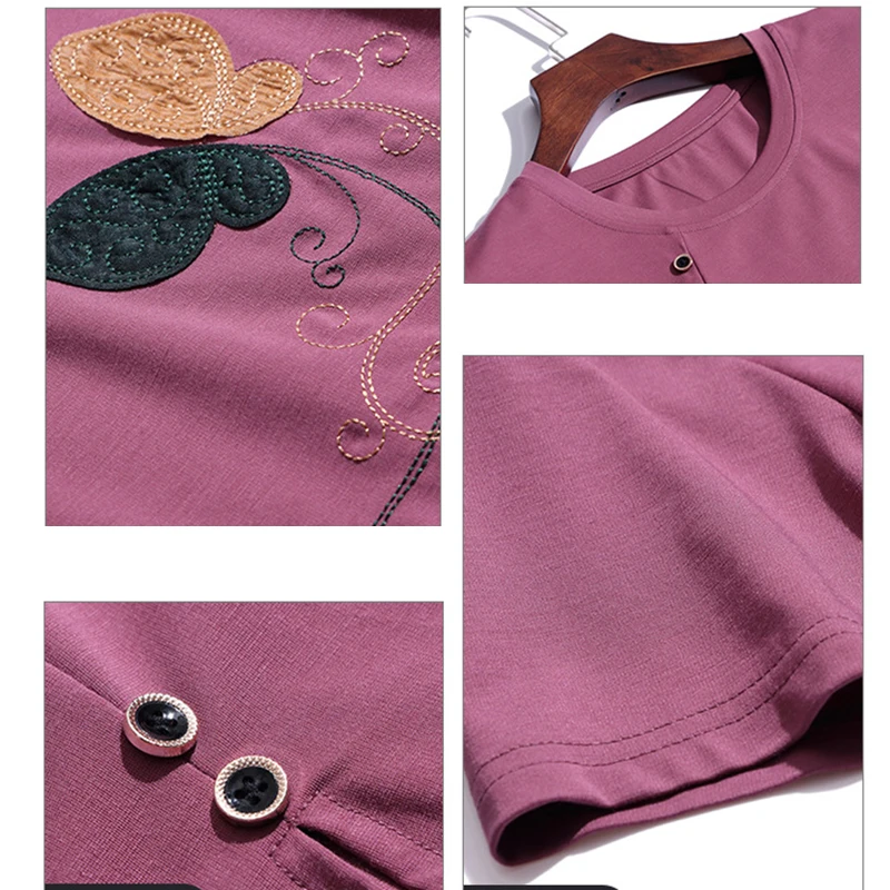 

Shintimes Cartoon Bow Embroidery T Shirt Women 2021 Summer Tops Loose T-Shirt Woman Clothes Short Sleeve Korean Style Tee Femme