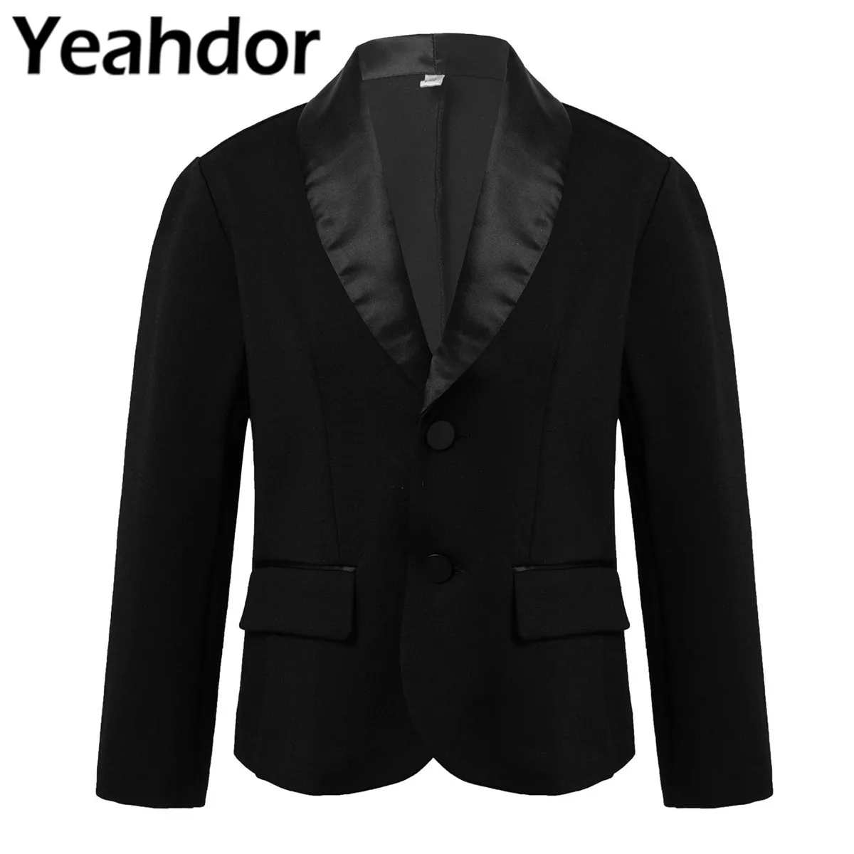 

Flower Boy Formal Dress Blazers Wedding Tuxedo Kids Boys Long Sleeve Suit Coat Top Black Jacket Coats Children Host Costume