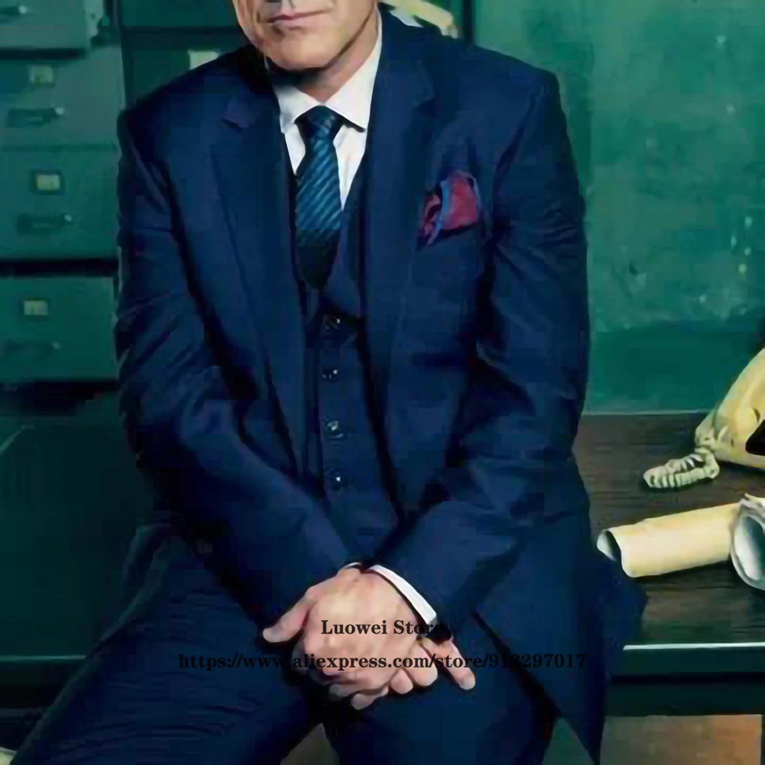 Классические темно-синие мужские костюмы винтажный деловой Тонкий Блейзер