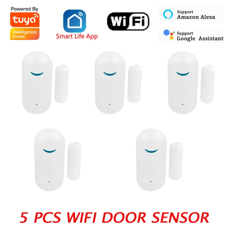 

Датчик Безопасности Tuya Smart Life, Wi-Fi датчик для дверей и окон, с оповещением об уведомлениях, с поддержкой Alexa, Google Home
