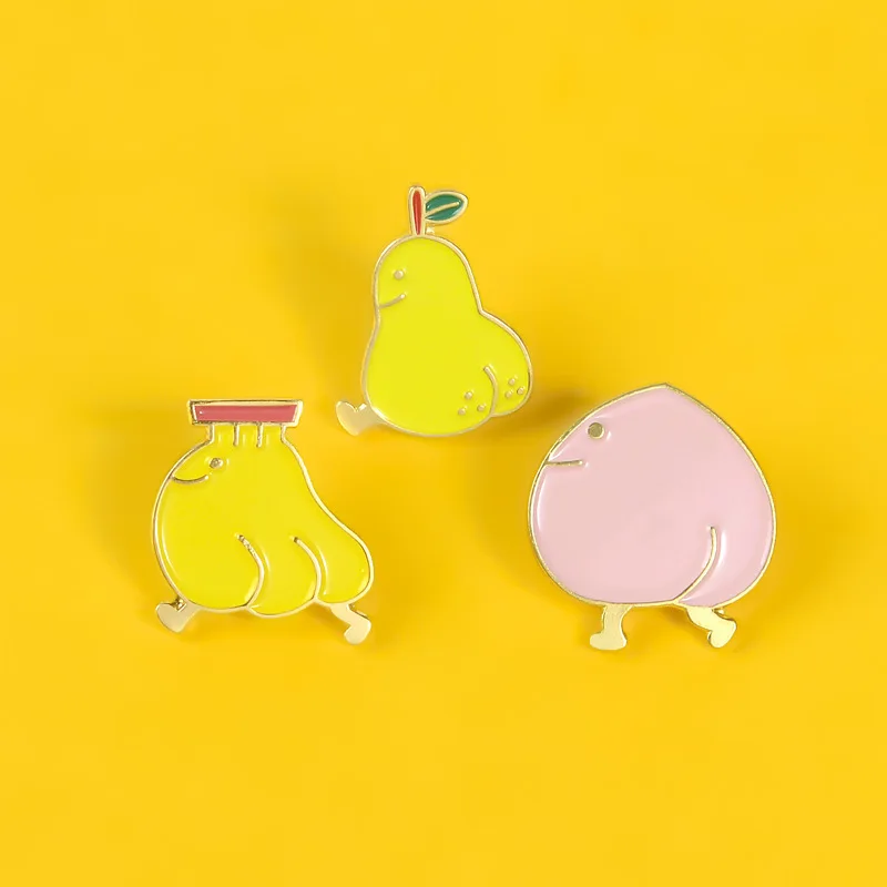 3 булавки Мультяшные Броши с фруктами для веймена персикового цвета груши банана