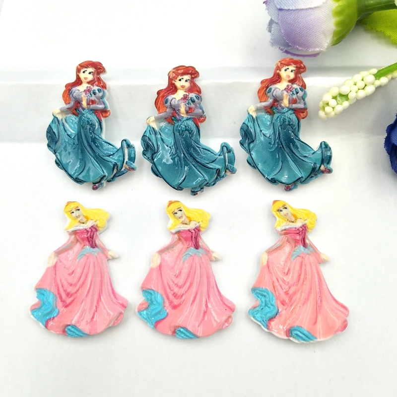10pcs new Flat back resin princess Children send hair clips Miniature Pattern Applique DIY Home Decor Scrapbook Craft
