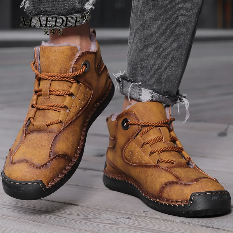 

MAEDEF Oversized High Quality High-top Boots Warm Soft Sole Hiking Leisure Travel Lace Up Men Shoes Shock Absorption Outdoor