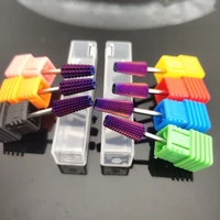 new purple plated 5 in 1 carbide nail drill bits with cut 2 way drills tapered bit milling cutter for manicure nails accessories