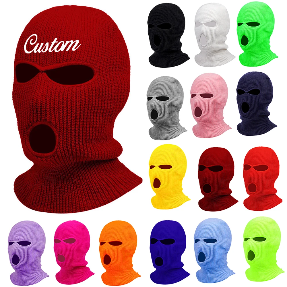 

Custom Text Logo Embroidered Winter Women Beanie Hat Balaclava Cycling Ski Mask Men Personalized Your Name Dropshipping