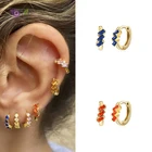 Серьги-кольца женские из серебра 925 пробы с кристаллами