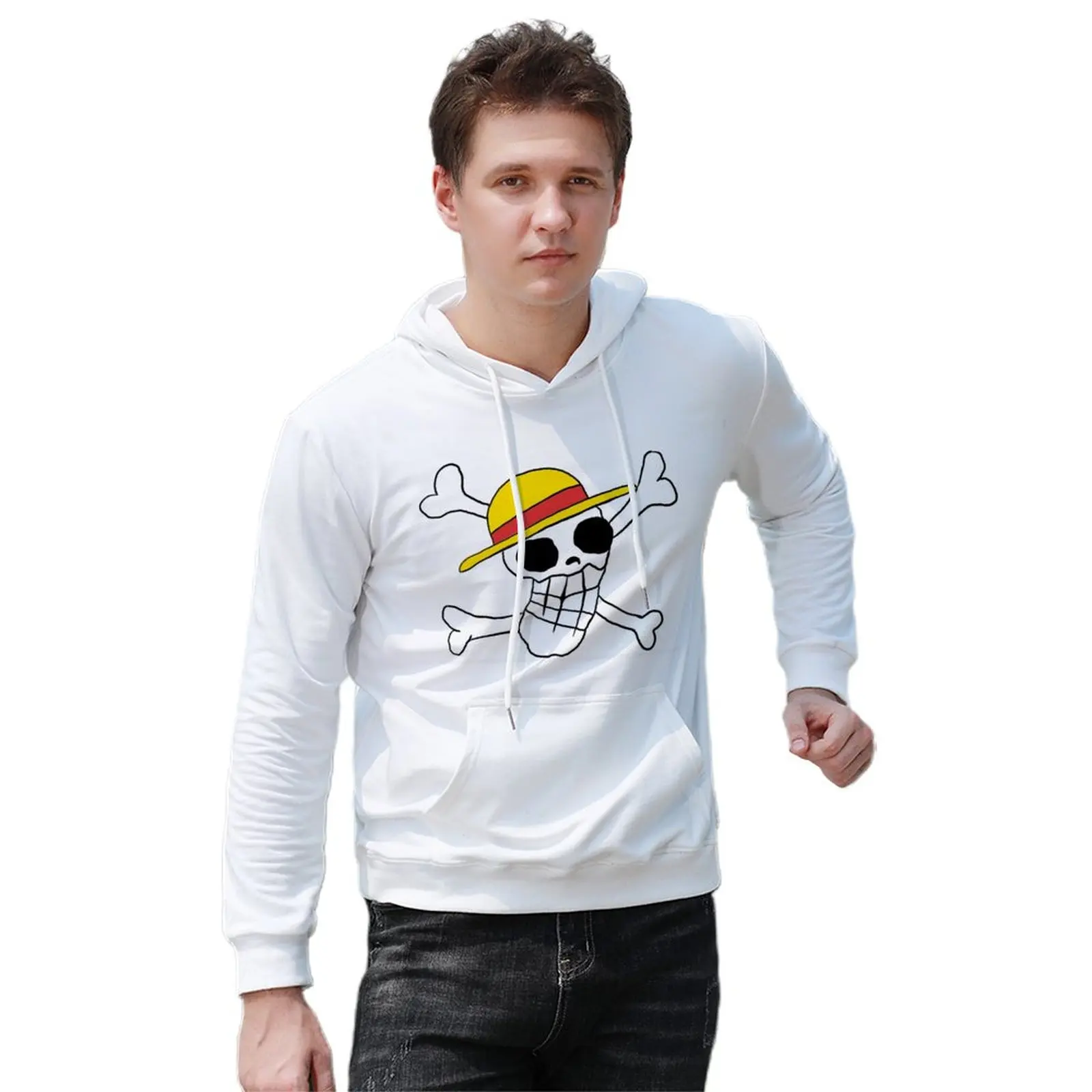 

Односоставная Толстовка Bandai с логотипом пиратского черепа, повседневные хлопковые Толстовки оверсайз с принтом манги, Мужская теплая улич...