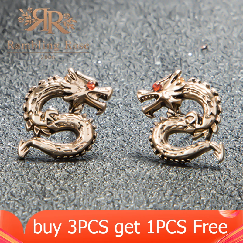 2020 золотой дракон змея минималистский трендовые серьги гвоздики в Корейском