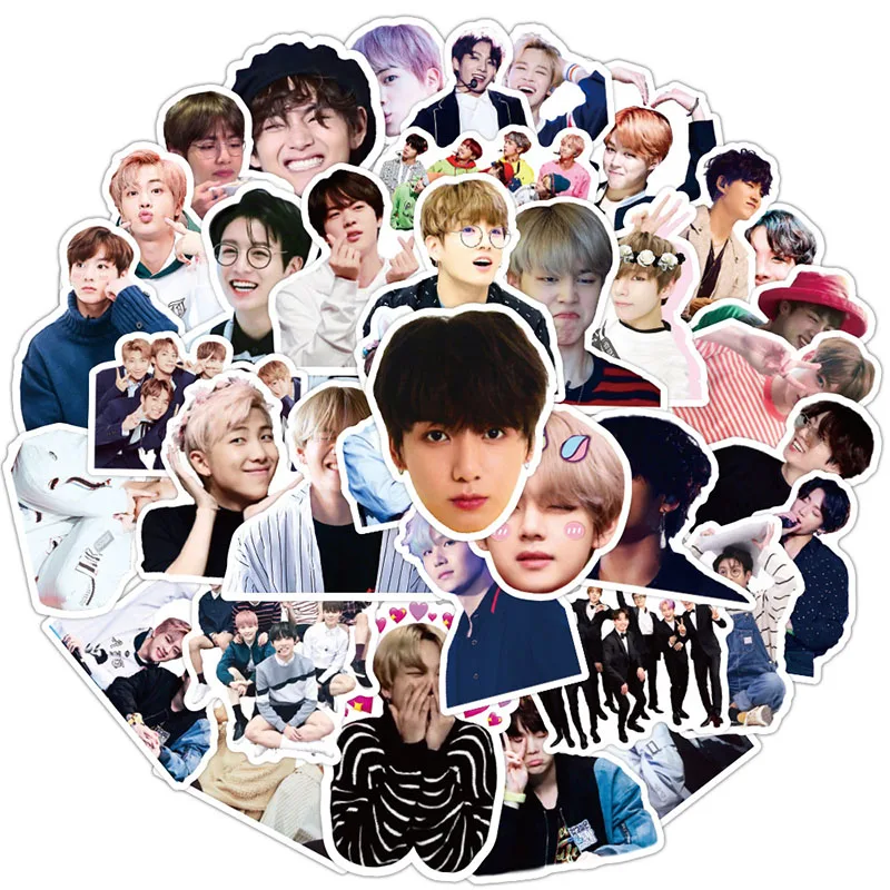 Pegatinas bonitas del grupo coreano Kpop para ordenador port&aacute;til, equipaje, Maleta de motocicleta, monopat&iacute;n, tel&eacute;fono, PVC, regalo artesanal, 10/50 Uds.-0
