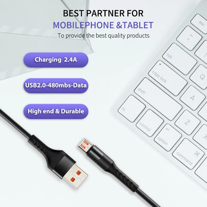 Кабель Micro USB для мобильного телефона кабель зарядное устройство Samsung Xiaomi Android 2.4A