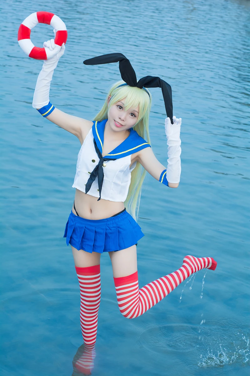 Anime Kantai Collection Shimakaze Uniforms Cosplay Cos Costume Free Shipping+Socks | Costumes