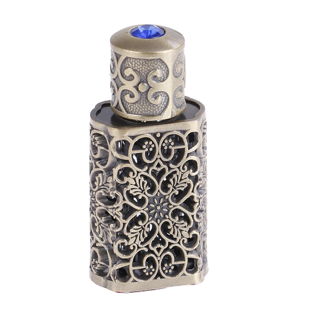 antique bronze(3ml) 3 мл старинный металлический флакон для парфюма в арабском стиле Бутылочки для эфирных масел контейнер из сплава королевская стеклянная бутылка свадебное украшение подарок - Цвет: antique bronze(3ml)